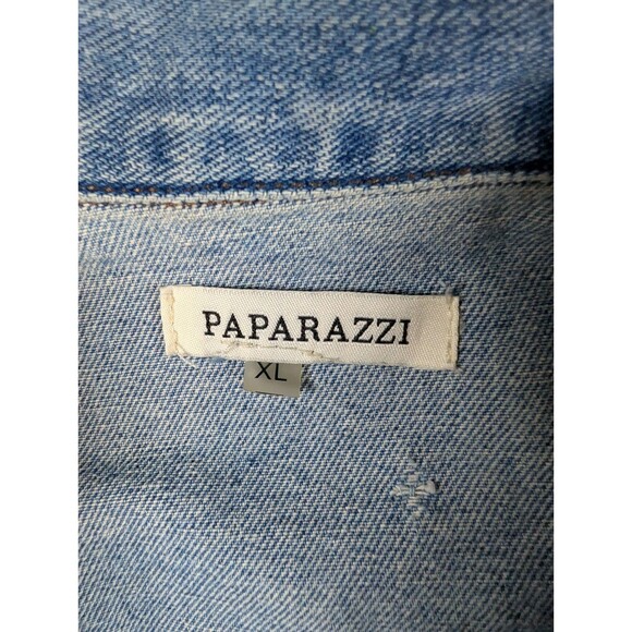 Paparazzi  Blue Jean Jacket, Embroidered Aztec 70s Style Women’s Sz XL - Picture 6 of 7